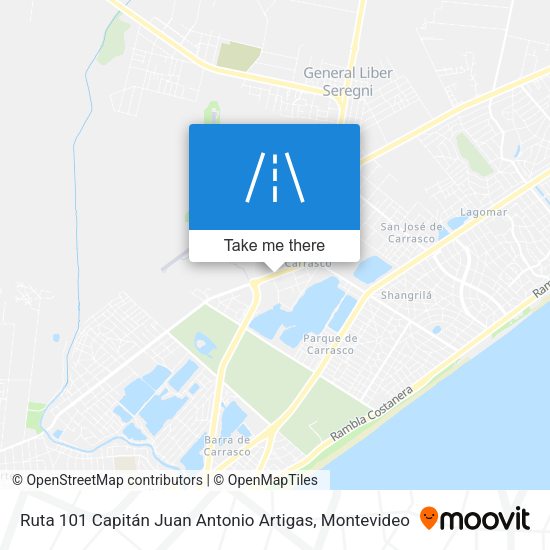 Mapa de Ruta 101 Capitán Juan Antonio Artigas