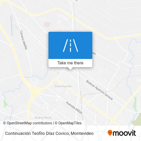 Continuación Teófilo Díaz Covico map