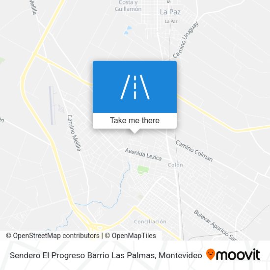 Sendero El Progreso Barrio Las Palmas map