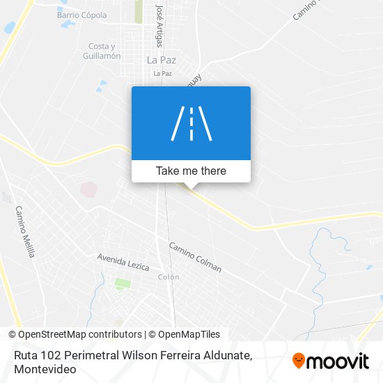 Ruta 102 Perimetral Wilson Ferreira Aldunate map