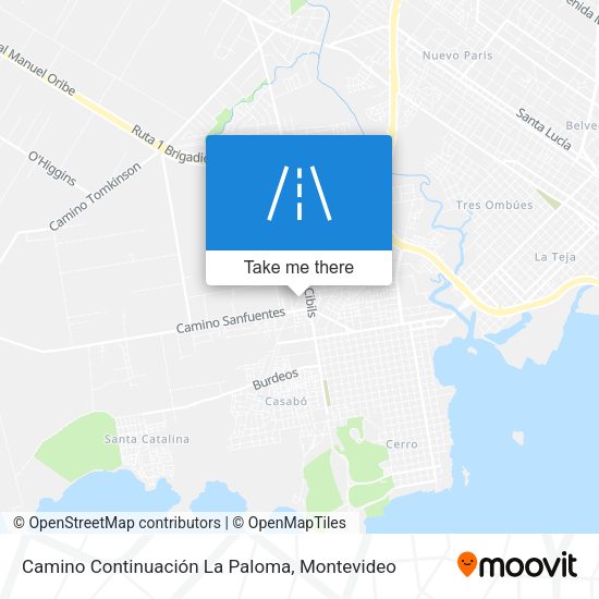 Mapa de Camino Continuación La Paloma