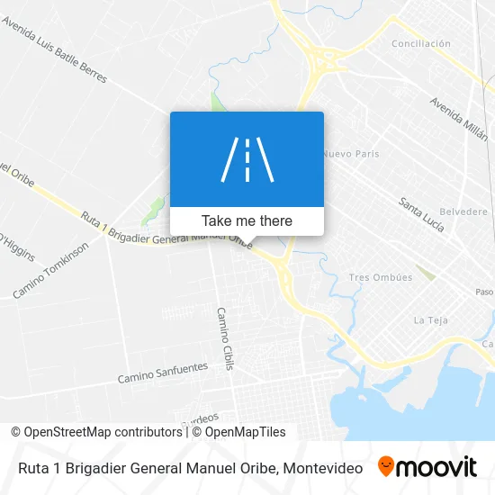 Ruta 1 Brigadier General Manuel Oribe map