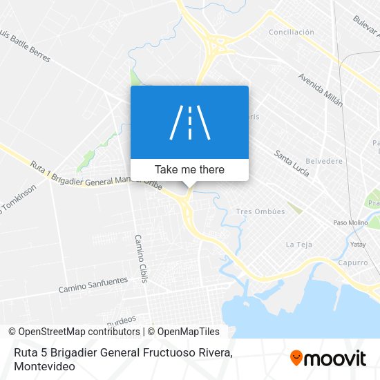Ruta 5 Brigadier General Fructuoso Rivera map