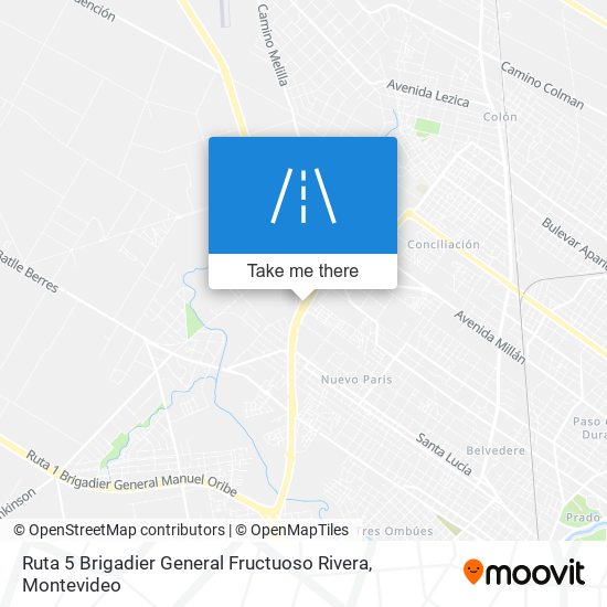 Mapa de Ruta 5 Brigadier General Fructuoso Rivera