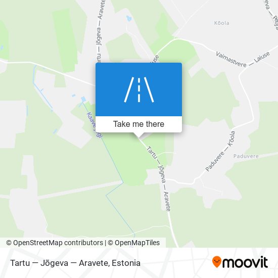 Tartu — Jõgeva — Aravete map