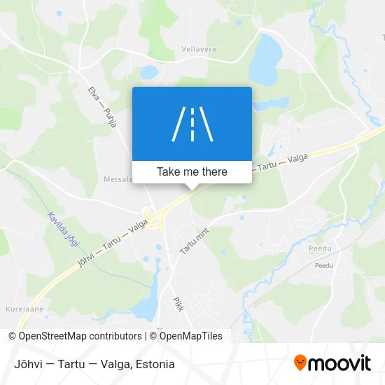 Карта Jõhvi — Tartu — Valga