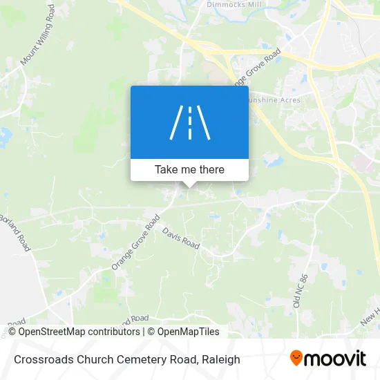 Crossroads Church Cemetery Road map