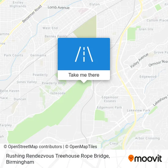 Rushing Rendezvous Treehouse Rope Bridge map