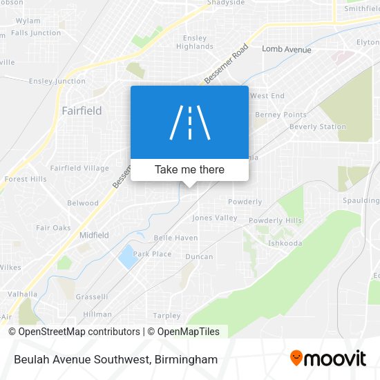 Beulah Avenue Southwest map