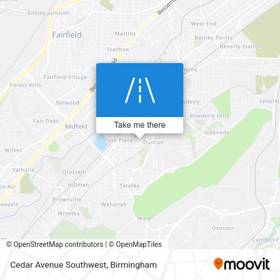 Cedar Avenue Southwest map