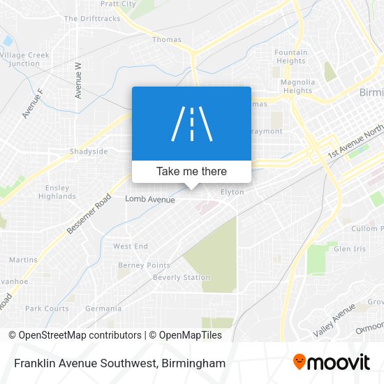 Franklin Avenue Southwest map