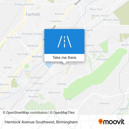 Hemlock Avenue Southwest map