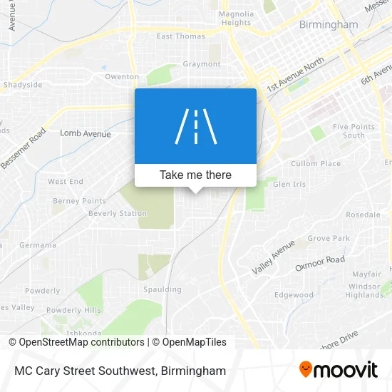 MC Cary Street Southwest map
