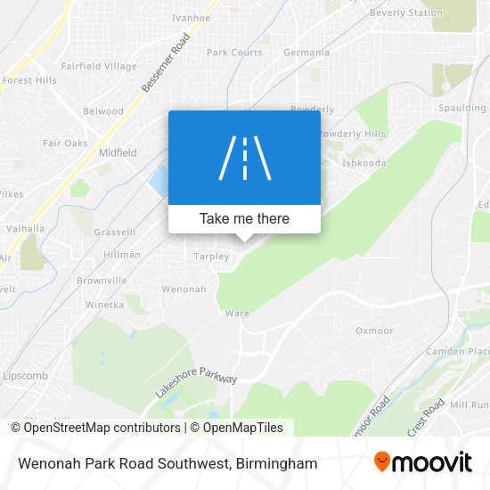 Wenonah Park Road Southwest map