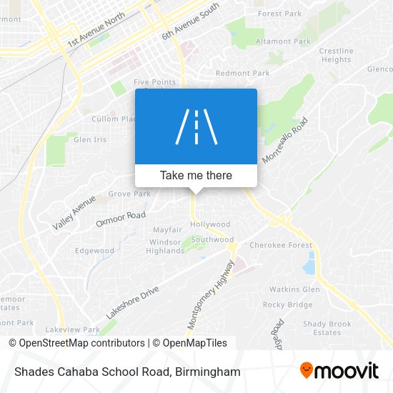 Shades Cahaba School Road map