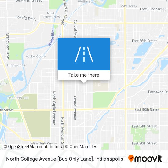 North College Avenue [Bus Only Lane] map