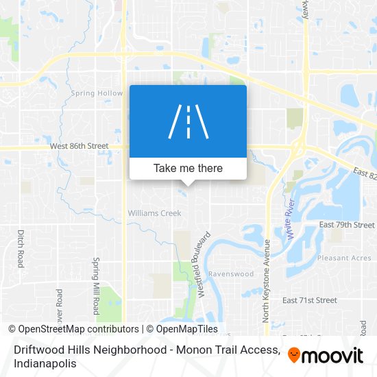 Driftwood Hills Neighborhood - Monon Trail Access map