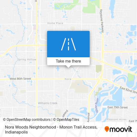 Nora Woods Neighborhood - Monon Trail Access map