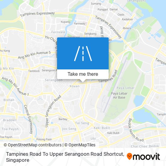 Tampines Road To Upper Serangoon Road Shortcut map