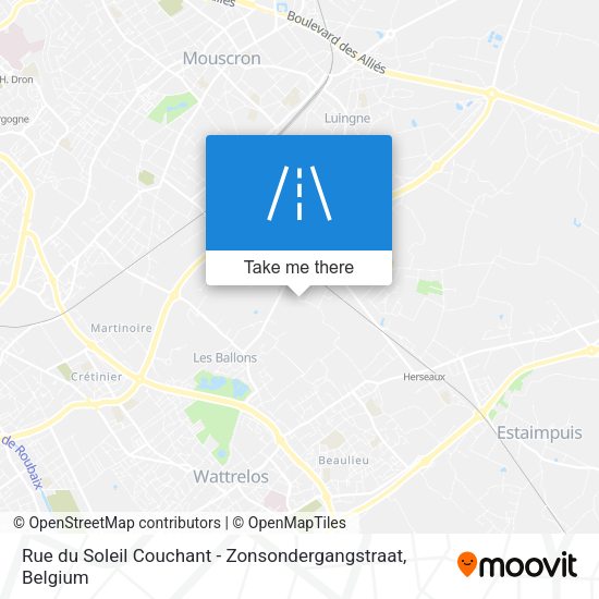 Rue du Soleil Couchant - Zonsondergangstraat map