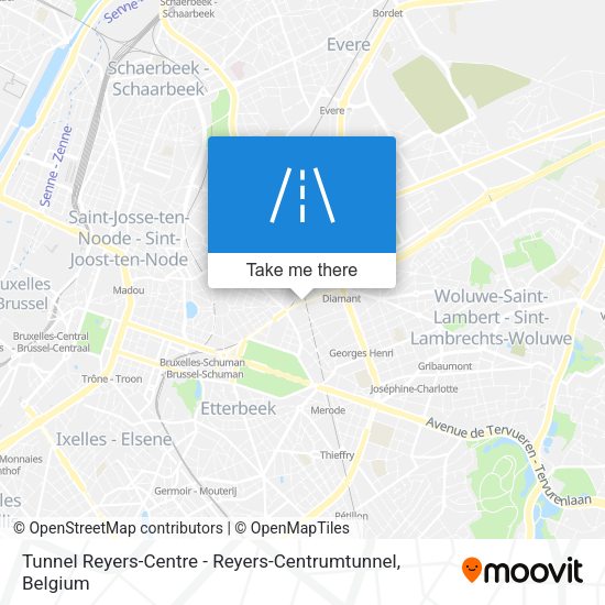 Tunnel Reyers-Centre - Reyers-Centrumtunnel map