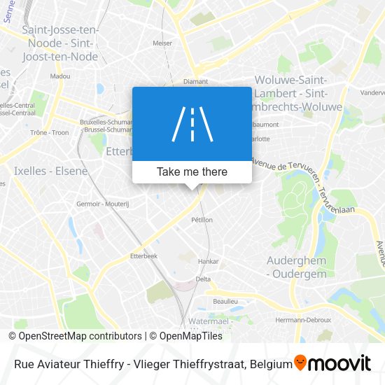 Rue Aviateur Thieffry - Vlieger Thieffrystraat plan