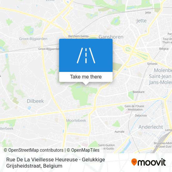 Rue De La Vieillesse Heureuse - Gelukkige Grijsheidstraat map