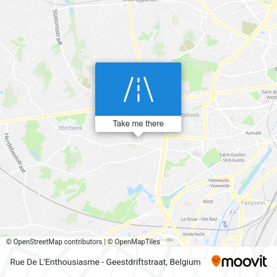 Rue De L'Enthousiasme - Geestdriftstraat map