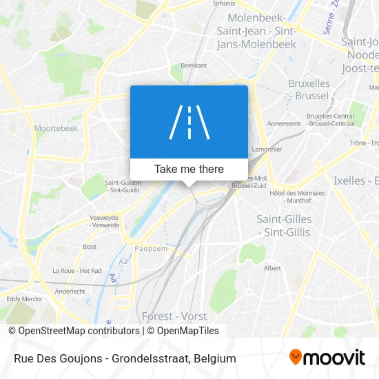 Rue Des Goujons - Grondelsstraat map