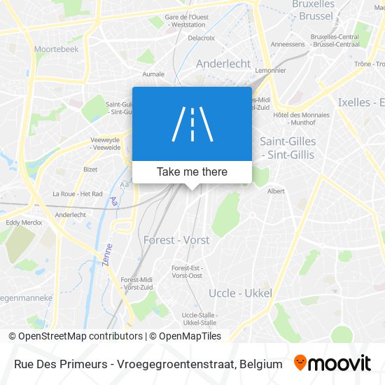 Rue Des Primeurs - Vroegegroentenstraat map