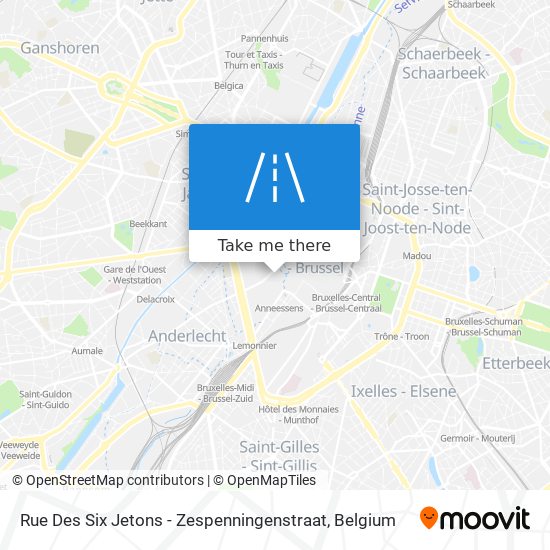 Rue Des Six Jetons - Zespenningenstraat map