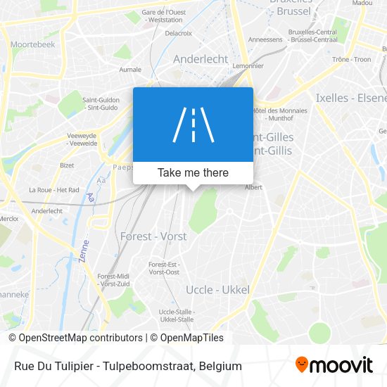 Rue Du Tulipier - Tulpeboomstraat map
