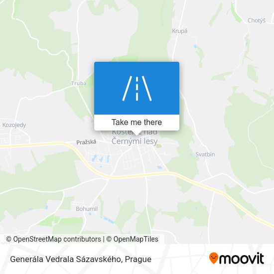 Generála Vedrala Sázavského map