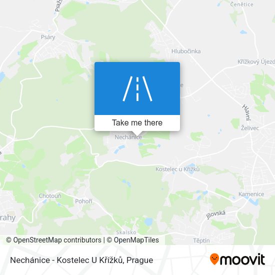 Nechánice - Kostelec U Křížků map