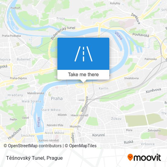 Těšnovský Tunel map