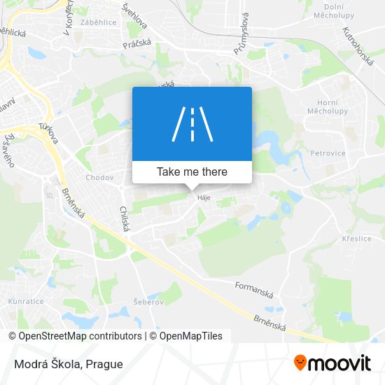 Modrá Škola map