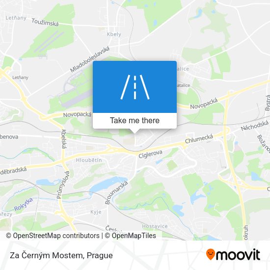 Za Černým Mostem map