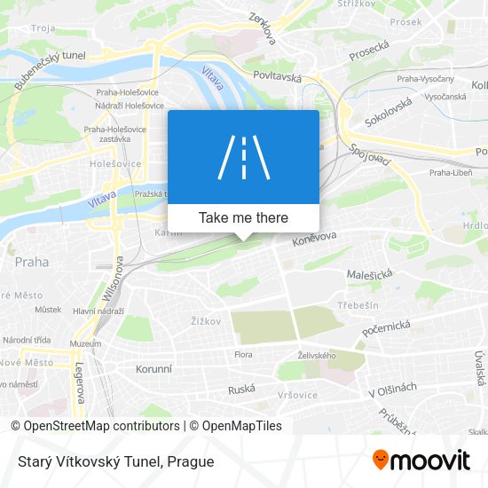 Starý Vítkovský Tunel map