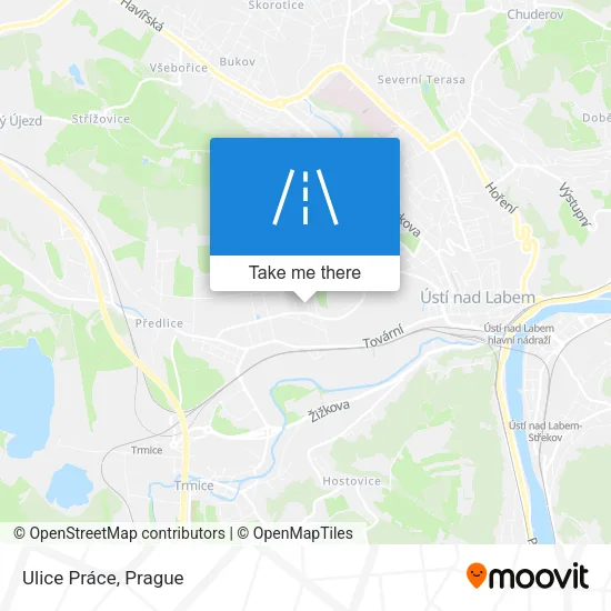 Карта Ulice Práce