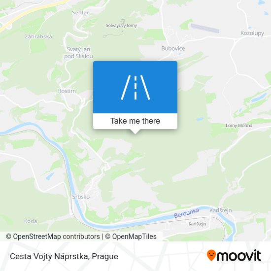 Cesta Vojty Náprstka map