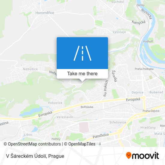 V Šáreckém Údolí map