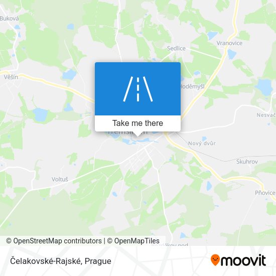 Čelakovské-Rajské map