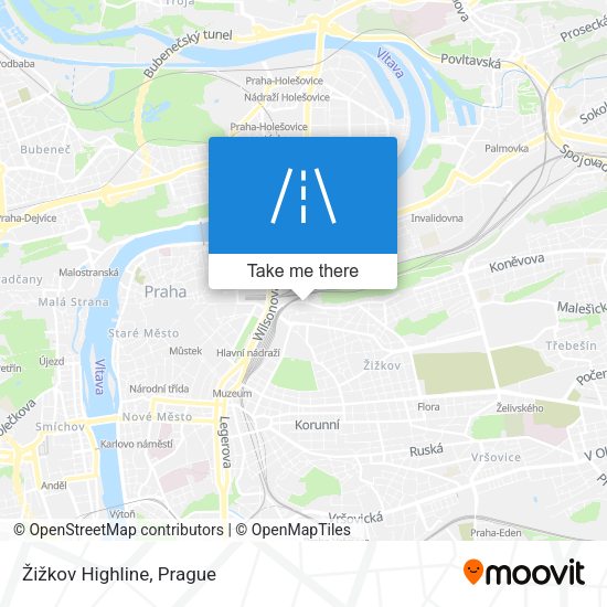 Žižkov Highline map