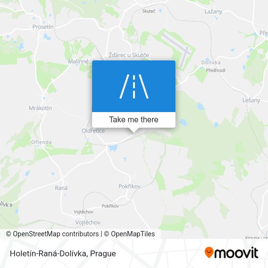 Holetín-Raná-Dolívka map