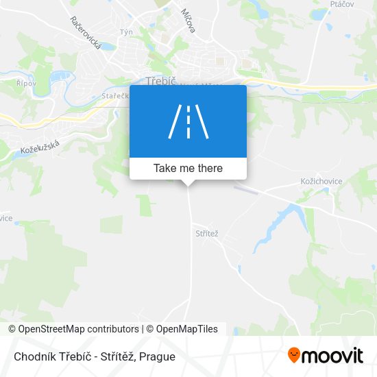 Chodník Třebíč - Střítěž map