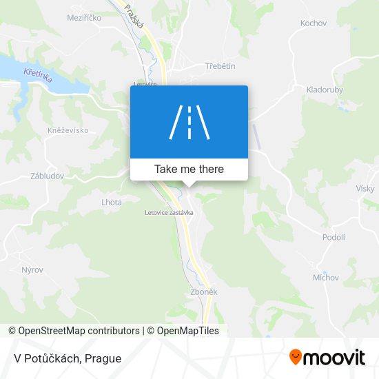 V Potůčkách map