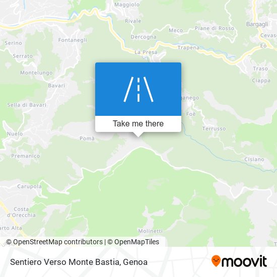 Sentiero Verso Monte Bastia map