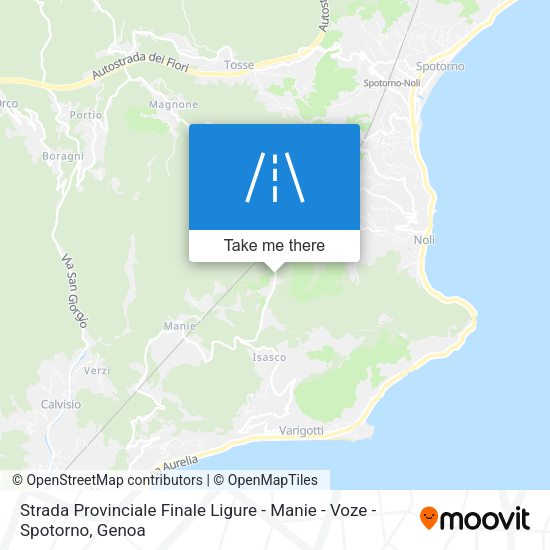 Strada Provinciale Finale Ligure - Manie - Voze - Spotorno map