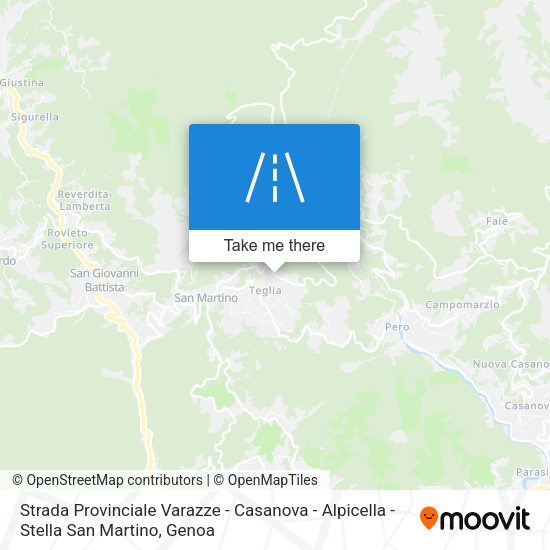 Strada Provinciale Varazze - Casanova - Alpicella - Stella San Martino map