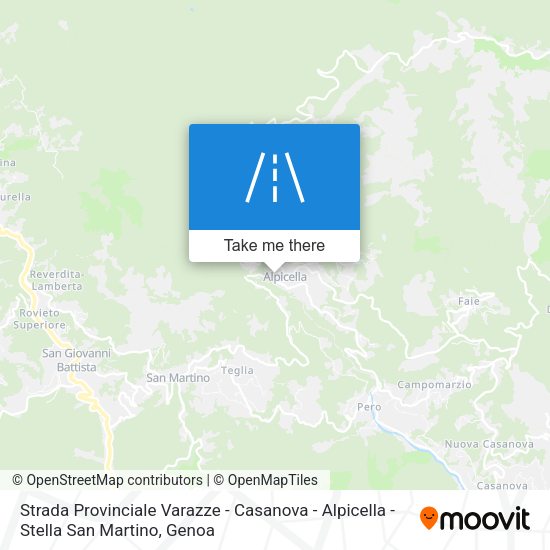 Strada Provinciale Varazze - Casanova - Alpicella - Stella San Martino map